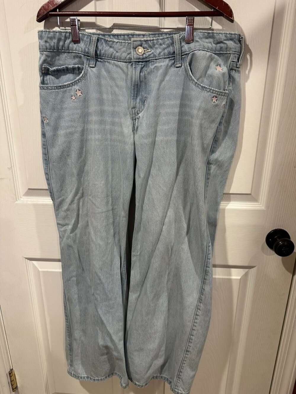 Hollister Low Rise Baggy Embroidered Star Denim Jeans W32 14R 350